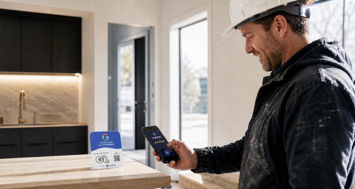 Plaque avis Google pour entreprise de construction au Québec