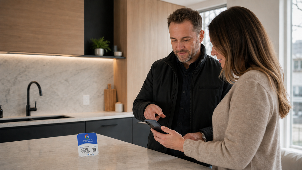 Plaque avis Google pour entreprise de rénovation au Québec