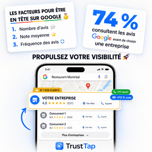 Plaque Avis Google NFC + QR — TrustTap