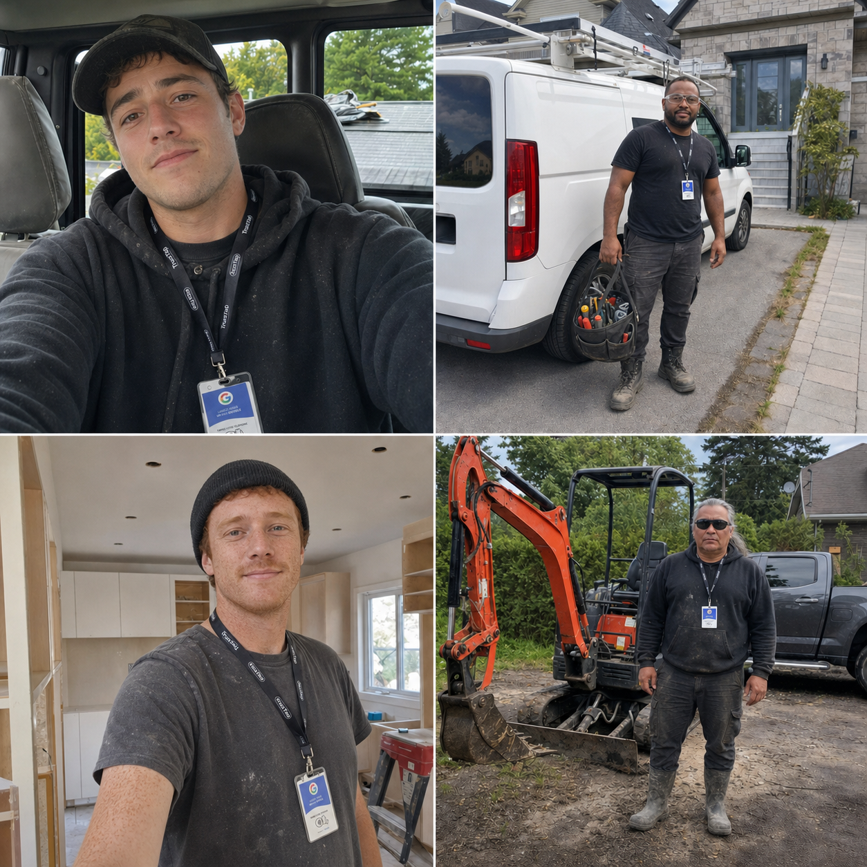 Propriétaire plombier photographié devant son camion de service avec son badge TrustTap